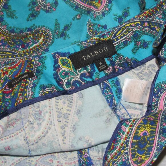 Talbots Signature Women’s Slacks Pants 8 Paisley Straight Leg Colorful Preppy - Picture 3 of 4